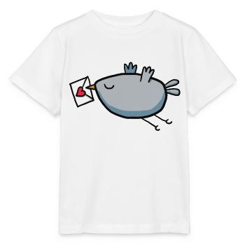 Oiseau avec lettre d’amour - T-shirt bio MINI CREATOR Stanley/Stella Enfant - blanc - Devant - Maike (125cm)