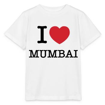 J’aime Mumbai | Bombay | J’ai le cœur de Mumbai | Inde - T-shirt bio MINI CREATOR Stanley/Stella Enfant - blanc - Devant - Maike (125cm)