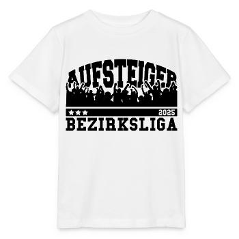 Aufsteiger 2025 Bezirksliga Aufstieg Fußball - Stanley/Stella Kinder T-Shirt MINI CREATOR  - Weiß - Vorne - Maike (125cm)