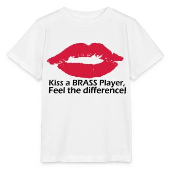 Kiss a brass player - T-shirt bio MINI CREATOR Stanley/Stella Enfant - blanc - Devant - Maike (125cm)
