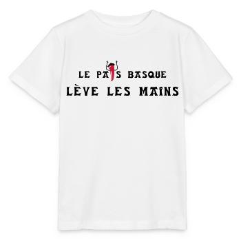 Le pays basque lève les mains - horizontal - T-shirt bio MINI CREATOR Stanley/Stella Enfant - blanc - Devant - Maike (125cm)