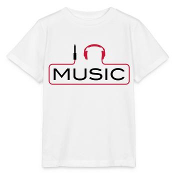 I love music J´aime Music Plug casque le son Bass - T-shirt bio MINI CREATOR Stanley/Stella Enfant - blanc - Devant - Maike (125cm)