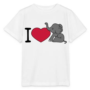 elefant i love liebe herz sitzend suess kalb klein - Stanley/Stella Kinder T-Shirt MINI CREATOR  - Weiß - Vorne - Maike (125cm)