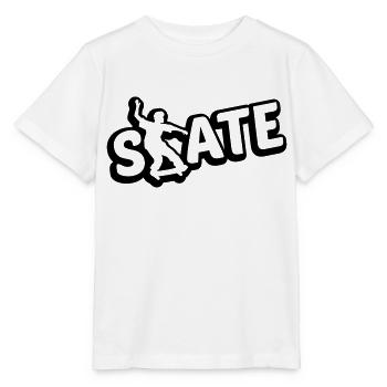 cool skate text logo skateboard stunt trick ride - Stanley/Stella MINI CREATOR Kids’ T-Shirt - white - Front - Maike (125cm)