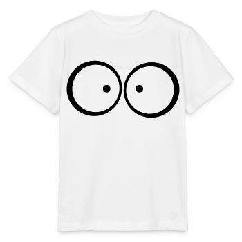 Anxious cross-eyed blue cartoon eyes - Stanley/Stella MINI CREATOR Kids’ T-Shirt - white - Front - Maike (125cm)