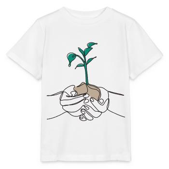 One Line Leaf noir - T-shirt bio MINI CREATOR Stanley/Stella Enfant - blanc - Devant - Maike (125cm)