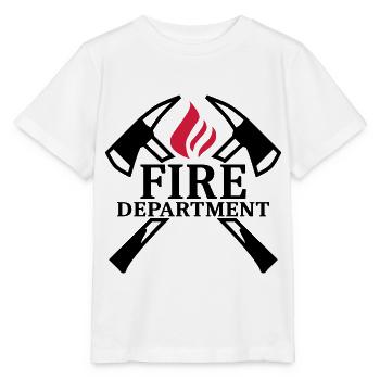 Fire Department - Fire Brigade - axes and flame - Stanley/Stella MINI CREATOR Kids’ T-Shirt - white - Front - Maike (125cm)