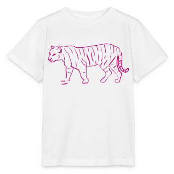 Tiger Line Art Line Drawing Gift - Stanley/Stella MINI CREATOR Kids’ T-Shirt - white - Front - Maike (125cm)