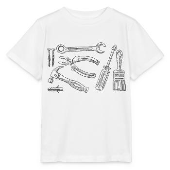 Symboles de jeu de bricolage d’outils - T-shirt bio MINI CREATOR Stanley/Stella Enfant - blanc - Devant - Maike (125cm)