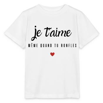 je t aime même quand tu ronfles cadeau couple - T-shirt bio MINI CREATOR Stanley/Stella Enfant - blanc - Devant - Maike (125cm)