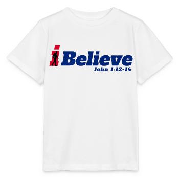 Ich glaube - Christliche Kleidung - Stanley/Stella Kinder T-Shirt MINI CREATOR  - Weiß - Vorne - Maike (125cm)
