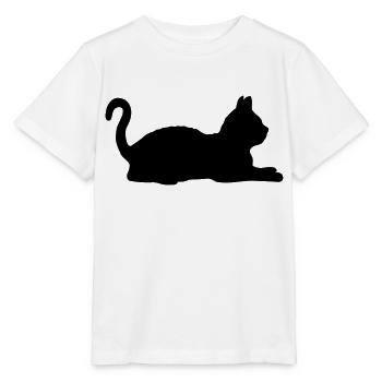 Love lying cat silhouette - Stanley/Stella MINI CREATOR Kids’ T-Shirt - white - Front - Maike (125cm)