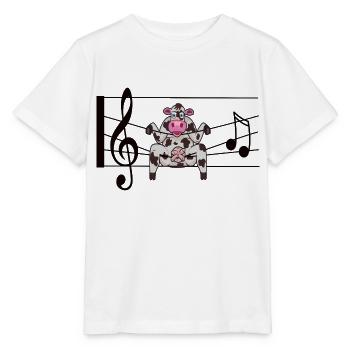Musik Liebe Kuh im Glück in Noten - Stanley/Stella Kinder T-Shirt MINI CREATOR  - Weiß - Vorne - Maike (125cm)
