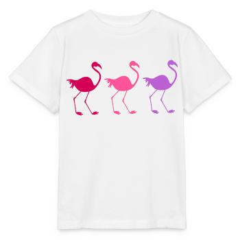 Three colorful flamingos - Stanley/Stella MINI CREATOR Kids’ T-Shirt - white - Front - Maike (125cm)