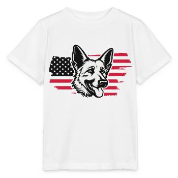 German Shepherd American Flag - Stanley/Stella Kinder T-Shirt MINI CREATOR  - Weiß - Vorne - Maike (125cm)