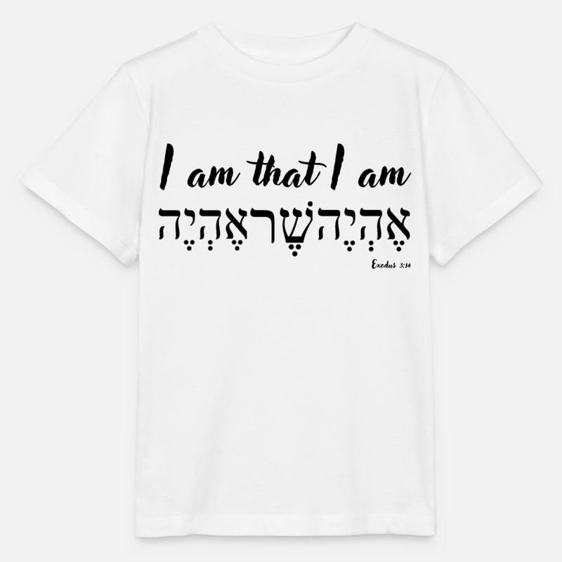 Ich bin, der ich bin, Englisch und Hebräisch, 2. Mose 3,14 - Stanley/Stella Kinder T-Shirt MINI CREATOR  - Weiß
