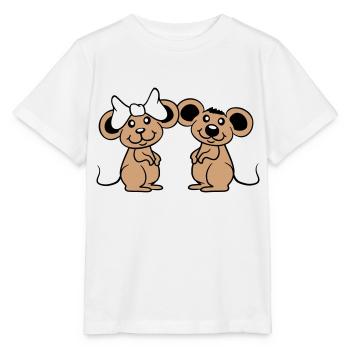 2 Mäuse Paar Zwei Verliebt Valentinstag Frau Mann - Stanley/Stella Kinder T-Shirt MINI CREATOR  - Weiß - Vorne - Maike (125cm)