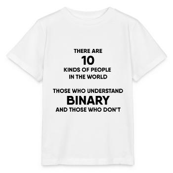 Informatique - système binaire - T-shirt bio MINI CREATOR Stanley/Stella Enfant - blanc - Devant - Maike (125cm)