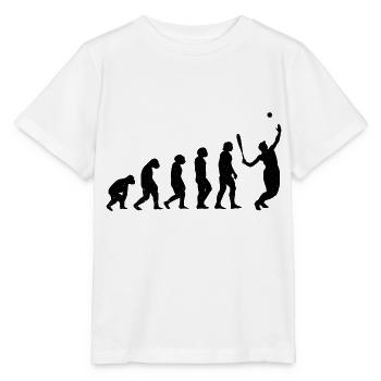 Tennis Tennisspieler Tennisplatz Evolution - Stanley/Stella Kinder T-Shirt MINI CREATOR  - Weiß - Vorne - Maike (125cm)