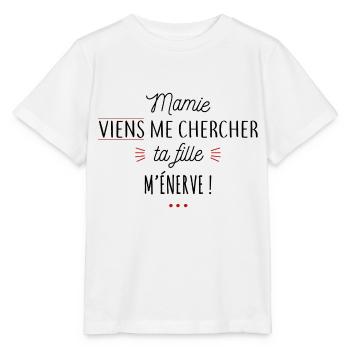 Mamie - ta fille m'énerve - T-shirt bio MINI CREATOR Stanley/Stella Enfant - blanc - Devant - Maike (125cm)