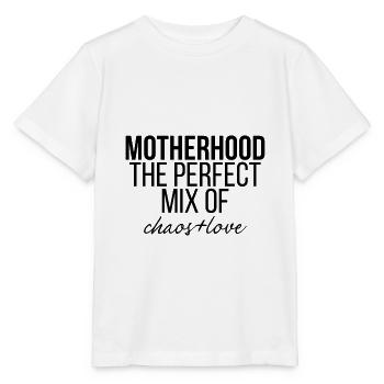 Motherhood the perfect mix of chaos + love - Stanley/Stella MINI CREATOR Kids’ T-Shirt - white - Front - Maike (125cm)