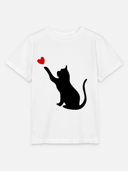 Katze mit Herz - Stanley/Stella Kinder T-Shirt MINI CREATOR - Weiß