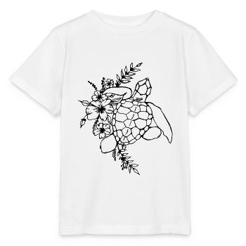 Turtle Flower - Stanley/Stella Kinder T-Shirt MINI CREATOR  - Weiß - Vorne - Maike (125cm)