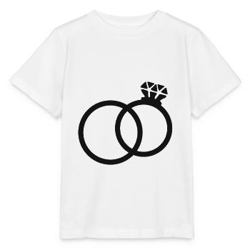 Marriage heart engagement bride getting married wedding rings - Stanley/Stella MINI CREATOR Kids’ T-Shirt - white - Front - Maike (125cm)