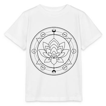 Lotus Lune Géométrie sacrée - T-shirt bio MINI CREATOR Stanley/Stella Enfant - blanc - Devant - Maike (125cm)