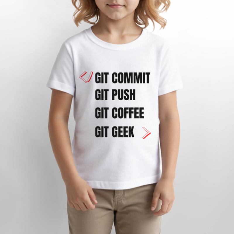 git commit git push git coffee git geek developpeu Stanley/Stella MINI CREATOR Kids’ T-Shirt
