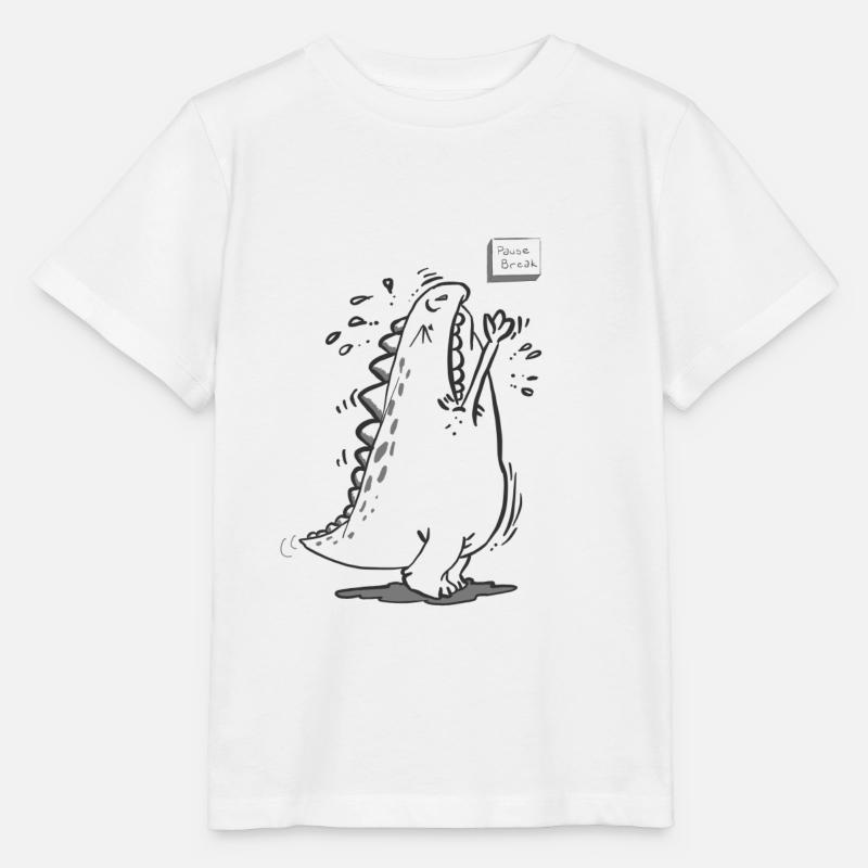 cute funny t-rex dinosaur pause break - Stanley/Stella MINI CREATOR Kids’ T-Shirt - white
