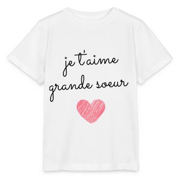 T Shirt je t'aime grande soeur - T-shirt bio MINI CREATOR Stanley/Stella Enfant - blanc - Devant - Maike (125cm)