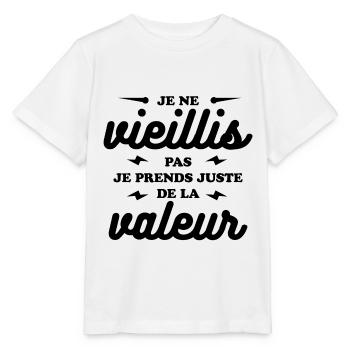 JE NE VIELLIS PAS JE PRENDS DE LA VALEUR - T-shirt bio MINI CREATOR Stanley/Stella Enfant - blanc - Devant - Maike (125cm)