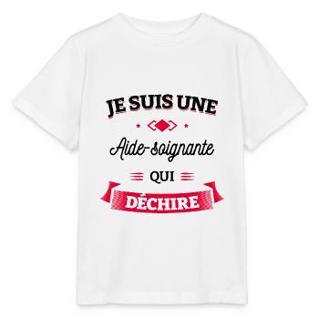 AIDE SOIGNANTE QUI DÉCHIRE - T-shirt bio MINI CREATOR Stanley/Stella Enfant - blanc - Devant - Maike (125cm)
