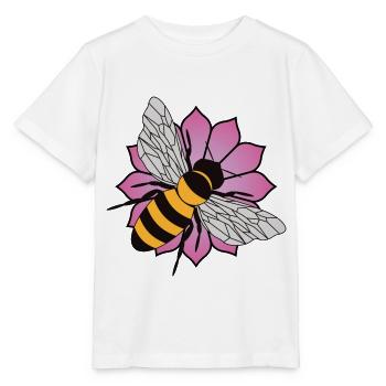 Honigbiene - rosa Blume - Stanley/Stella Kinder T-Shirt MINI CREATOR  - Weiß - Vorne - Maike (125cm)