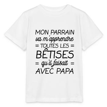 MON PARRAIN VA M'APPRENDRE LES BÊTISES - T-shirt bio MINI CREATOR Stanley/Stella Enfant - blanc - Devant - Maike (125cm)