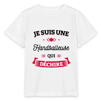 HANDBALLEUSE QUI DÉCHIRE - T-shirt bio MINI CREATOR Stanley/Stella Enfant - blanc - Devant - Maike (125cm)