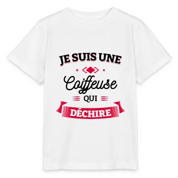COIFFEUSE QUI DÉCHIRE - T-shirt bio MINI CREATOR Stanley/Stella Enfant - blanc - Devant - Maike (125cm)