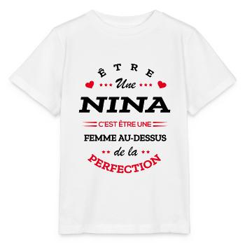 NINA PARFAITE - NOM NINA - T-shirt bio MINI CREATOR Stanley/Stella Enfant - blanc - Devant - Maike (125cm)