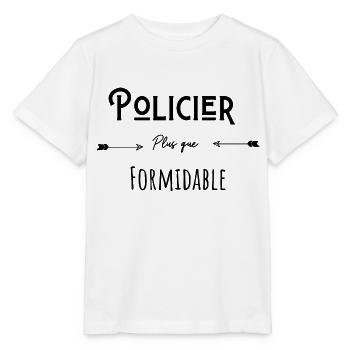 Policier plus que formidable humour citation - T-shirt bio MINI CREATOR Stanley/Stella Enfant - blanc - Devant - Maike (125cm)