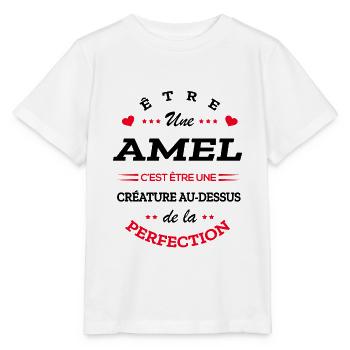 AMEL PARFAITE - NOM AMEL - T-shirt bio MINI CREATOR Stanley/Stella Enfant - blanc - Devant - Maike (125cm)
