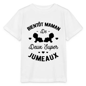 BIENTÔT MAMAN DE DEUX SUPER JUMEAUX - T-shirt bio MINI CREATOR Stanley/Stella Enfant - blanc - Devant - Maike (125cm)