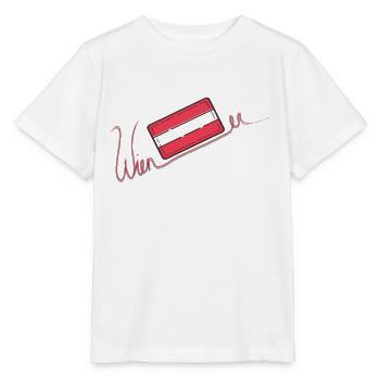 Lettrage viennois avec drapeau autrichien - T-shirt bio MINI CREATOR Stanley/Stella Enfant - blanc - Devant - Maike (125cm)