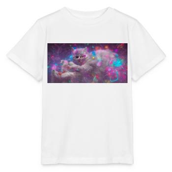 Space Cat - Stanley/Stella Kinder T-Shirt MINI CREATOR  - Weiß - Vorne - Maike (125cm)