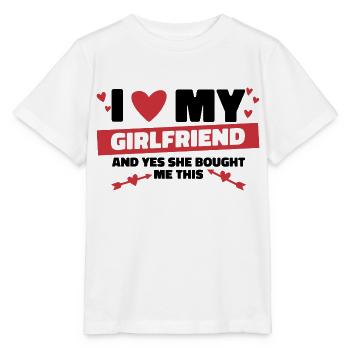 I love my girlfriend - Stanley/Stella MINI CREATOR Kids’ T-Shirt - white - Front - Maike (125cm)