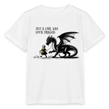 Juste une fille qui aime les dragons - T-shirt bio MINI CREATOR Stanley/Stella Enfant - blanc - Devant - Maike (125cm)