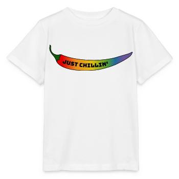 CSD Gay T Shirt Rainbow Chili juste chillin - T-shirt bio MINI CREATOR Stanley/Stella Enfant - blanc - Devant - Maike (125cm)