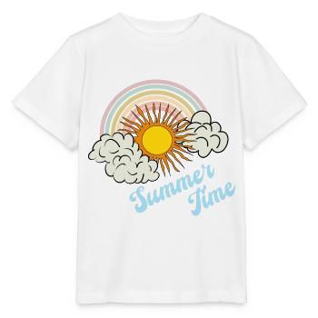 Heure d’été - Soleil d’été Arc-en-ciel Nuages Rétro - T-shirt bio MINI CREATOR Stanley/Stella Enfant - blanc - Devant - Maike (125cm)