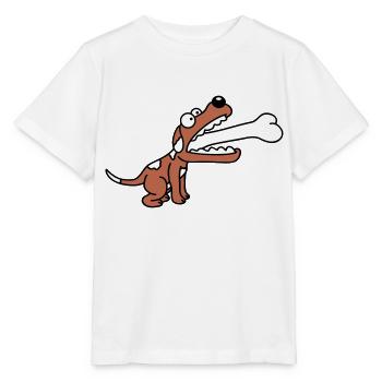 Hund Gierig Hungrig Großer Knochen Verschluckt - Stanley/Stella Kinder T-Shirt MINI CREATOR  - Weiß - Vorne - Maike (125cm)