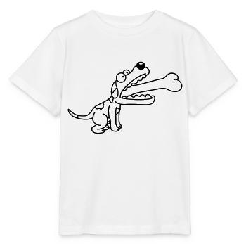 Hund Gierig Hungrig Großer Knochen Verschluckt - Stanley/Stella Kinder T-Shirt MINI CREATOR  - Weiß - Vorne - Maike (125cm)